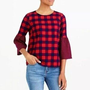 *50off3* J Crew Mercantile Buffalo Plaid Flannel Top 2 Red Blue